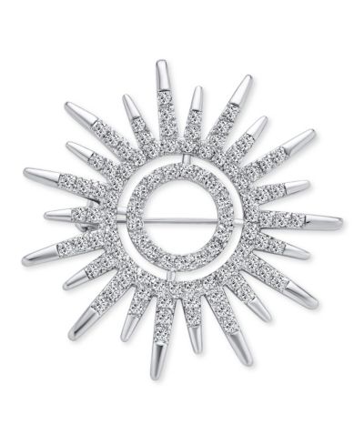 Брошь Bling Jewelry Summer Flaming Sunshine Micro Pave CZ Starburst Celestial Sunburst Sun Pin Brooch Brass