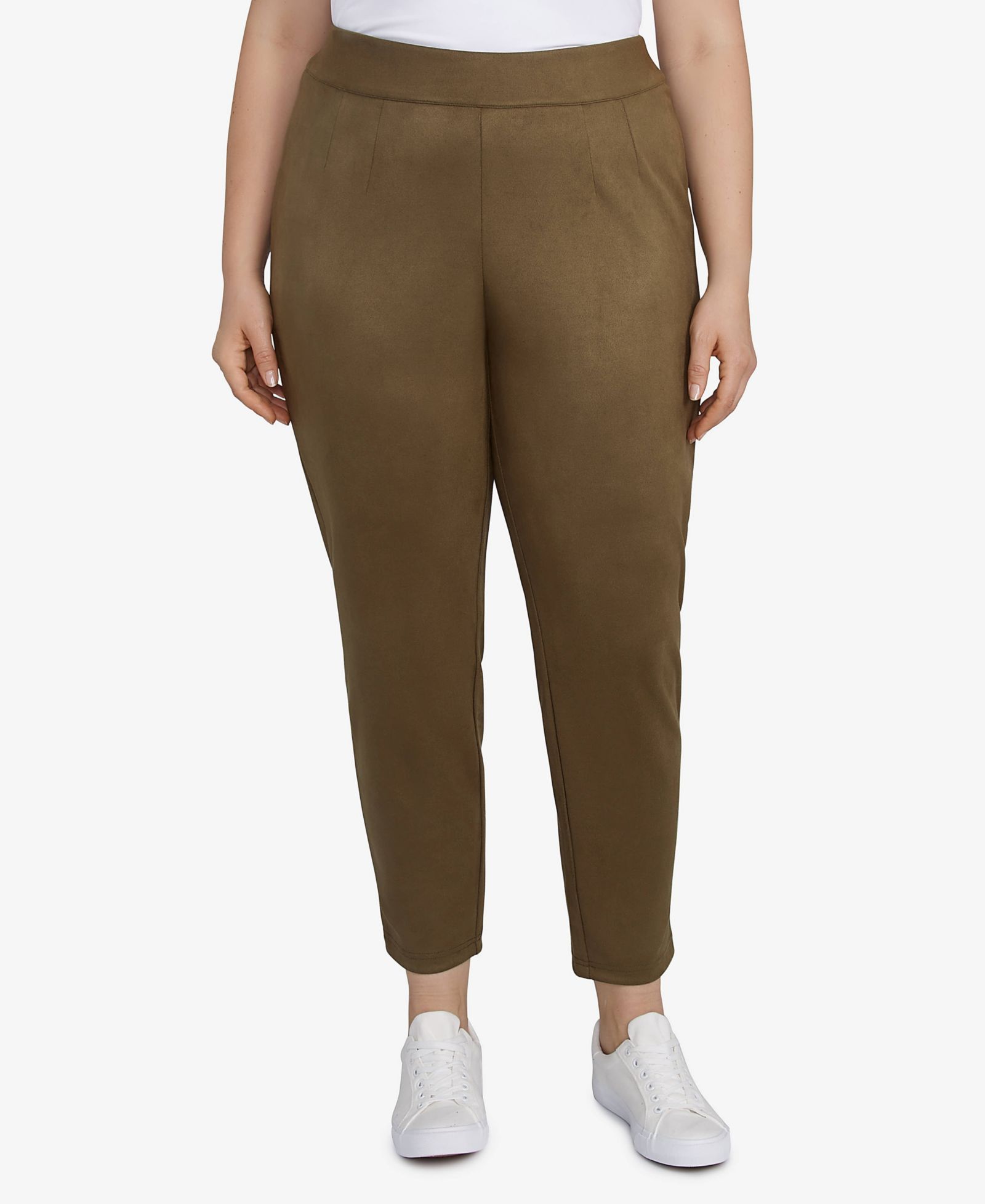 Hearts of Palm Plus Size Spice It Up Solid Faux Suede Pants