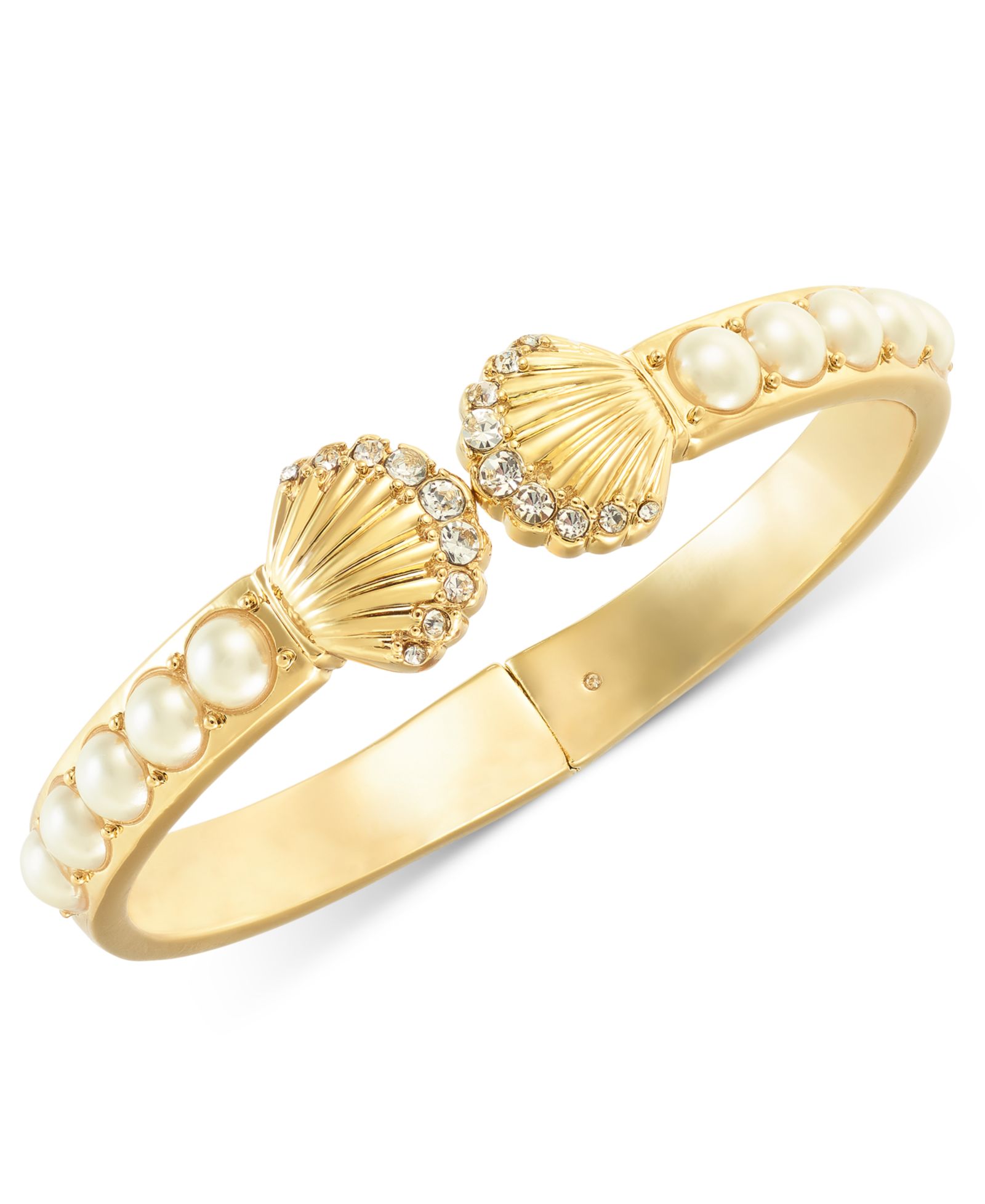 Charter Club Gold-Tone Pavé & Imitation Pearl Shell Cuff Bracelet, Exclusively at Macy's