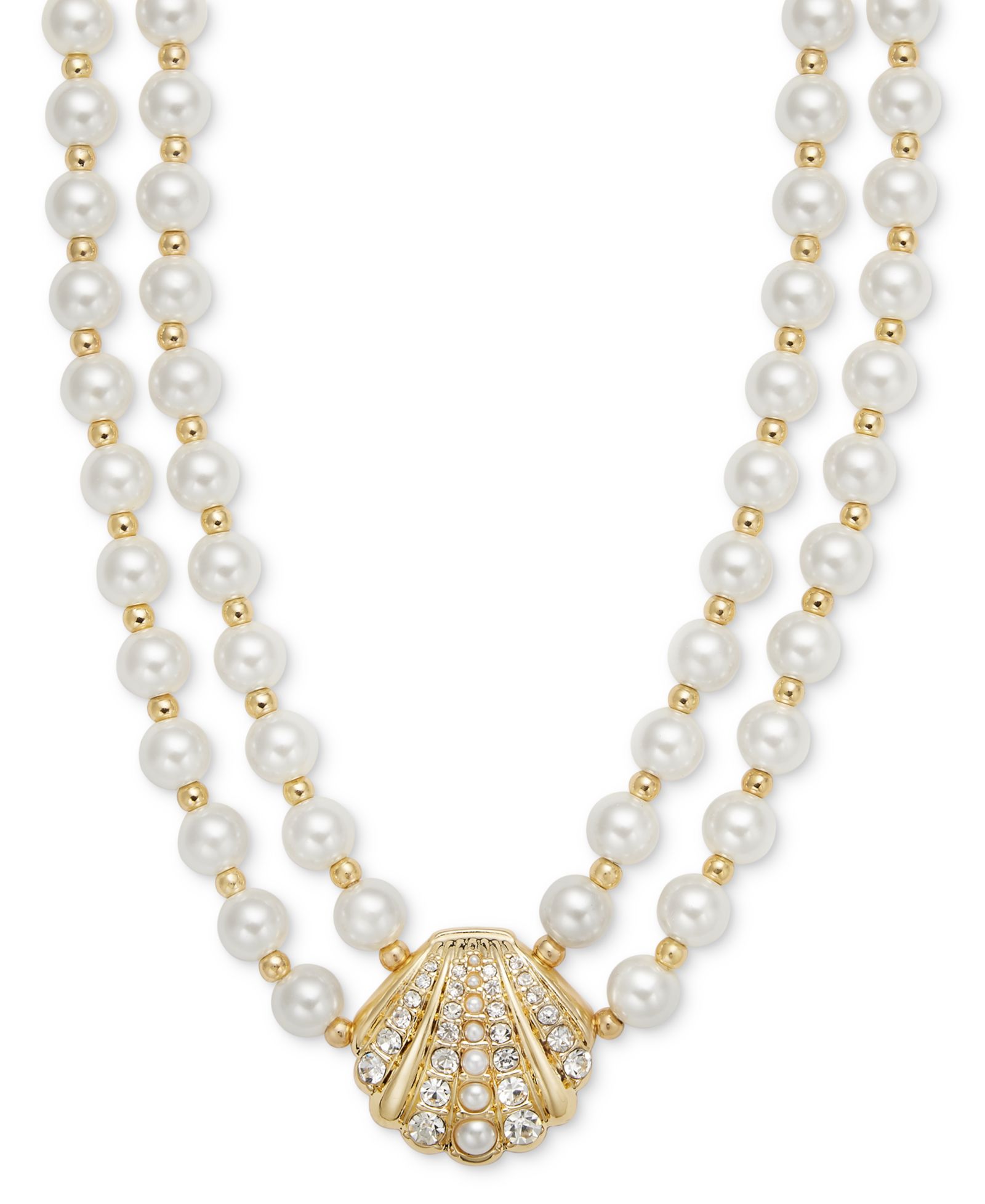Подвеска Charter Club Gold-Tone Pavé & Imitation Pearl Double Strand, 16" + 2" удлинитель