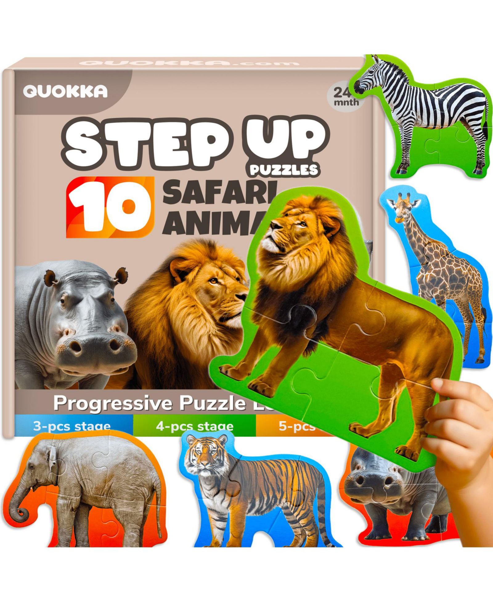 Quokka Step Up 40-Piece Animal-Shaped Realistic Puzzle, Ages 2-4