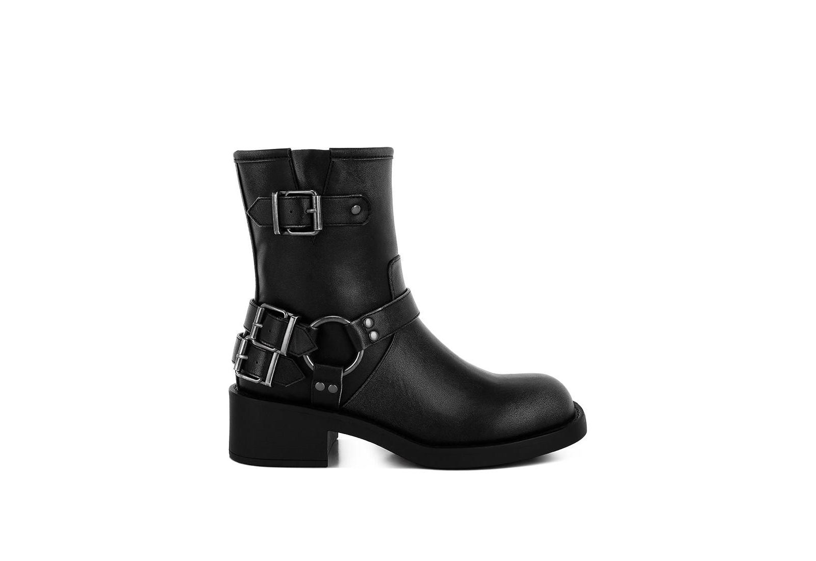 London Rag Womens Caribou Harness Detail Biker Boots