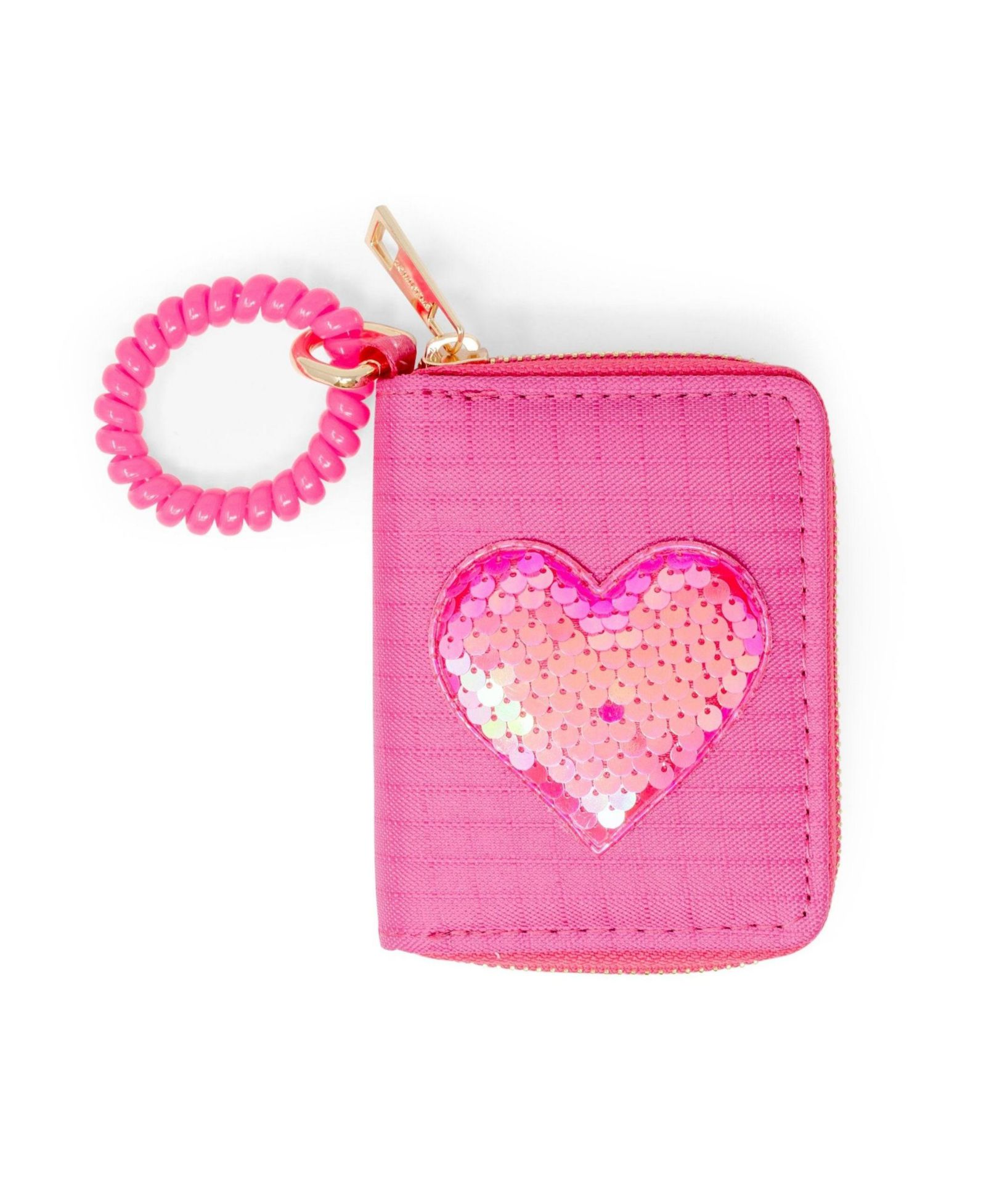 Кошелек Tiny Treats + Zomi Gems с пайетками в форме сердца и спиральным ремешком, Hot Pink