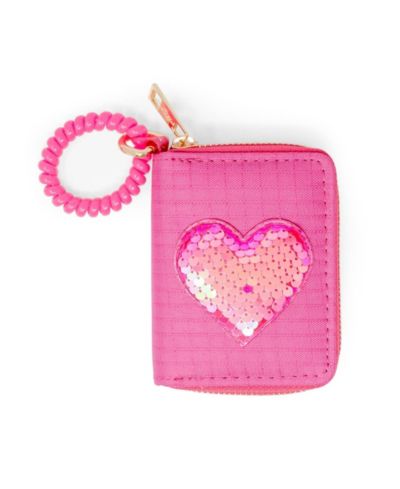 Tiny Treats + Zomi Gems Girls Sequin Heart Spiral Strap Wallet, Hot Pink