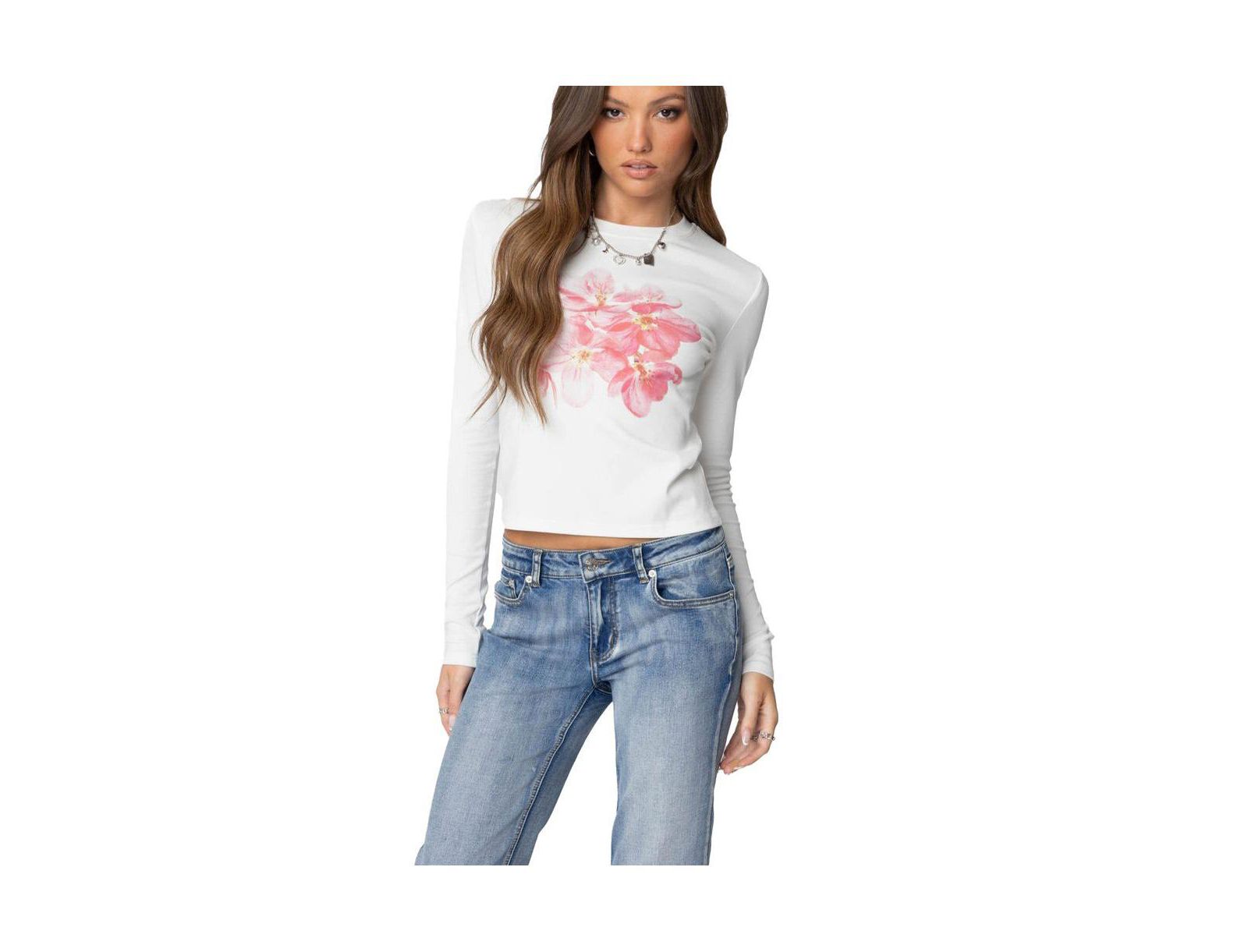 Edikted Женская футболка Blossom Long Sleeve