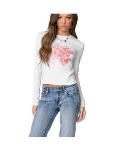 Edikted Женская футболка Blossom Long Sleeve