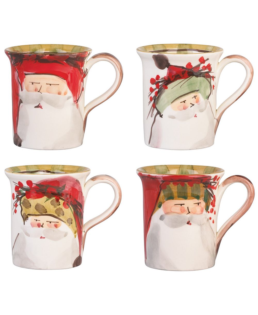 VIETRI Old St. Nick Assorted Mugs, Set of 4