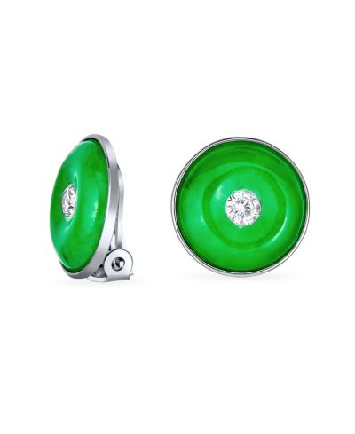 Серьги-клипсы Bling Jewelry с натуральным нефритом
