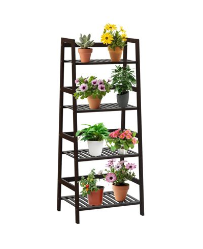 Стеллаж для растений SUGIFT из бамбука на 4 яруса коричневый 19" x 12.5" x 45"