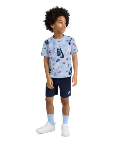 Nike Boys' and Girls' 4-7 Printed T-Shirt and Lightweight French Terry Shorts, 2-Piece Set