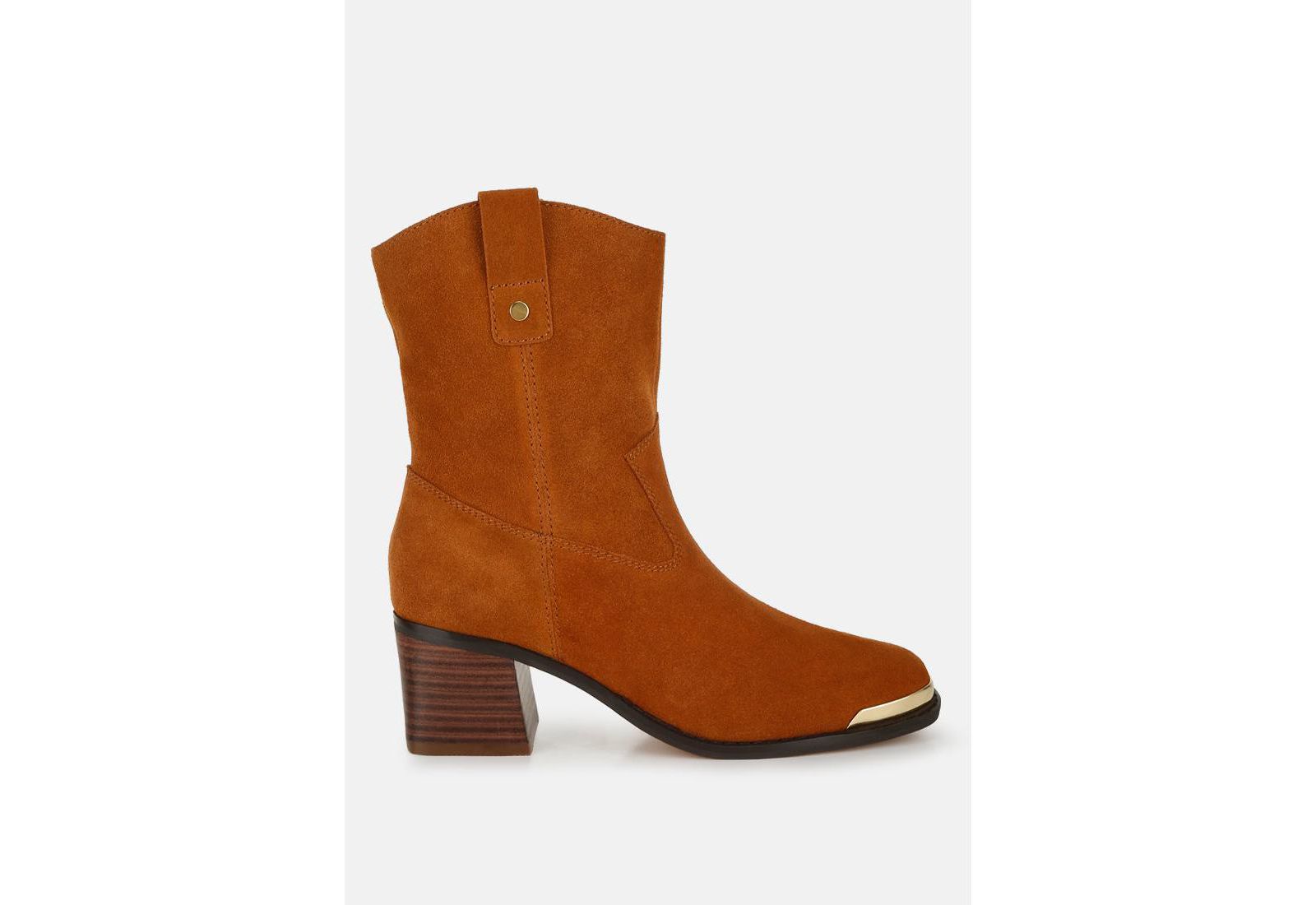 London Rag Womens Emberly Suede Square Toe Ankle Boots