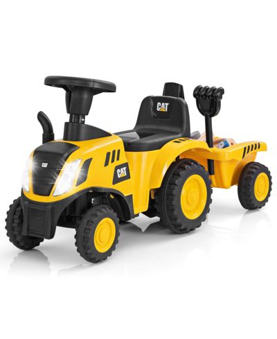 Трактор-каталка для детей HONGGE Licensed Caterpillar с отсоединяемым прицепом