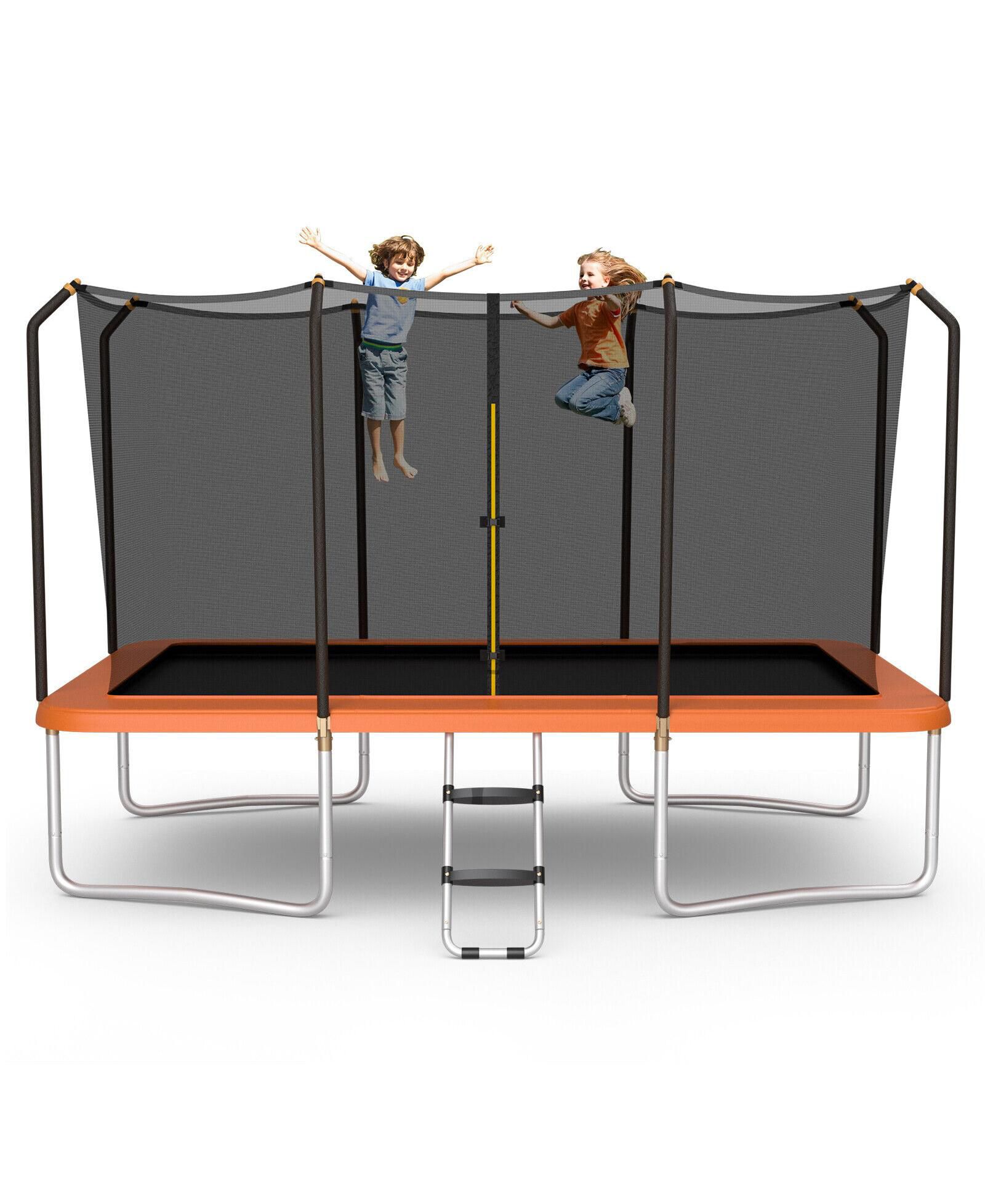 Sugift 8 x 14 Feet Rectangular Trampoline with Safety Enclosure Net, Ages 4+