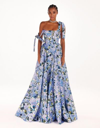 Milla Womens Blue Hydrangea Strapped Maxi Dress