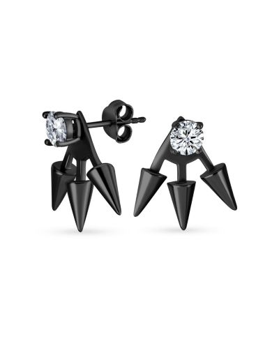 Bling Jewelry Goth Arrows Jacket Gold CZ Stud Spike Earrings Sterling Silver Gold Plated
