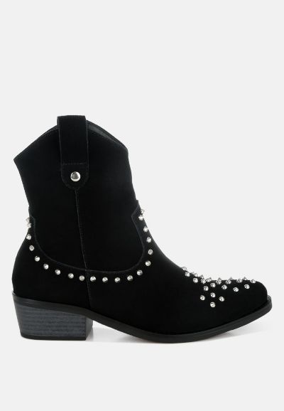 Rag and CO Womens Hira Studs Embellished Cowboy Boots