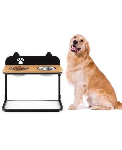Adjustable Elevated Dog Bowl Stand with 2 Stainless Steel Bowls
