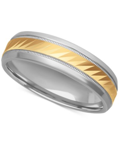 Мужское свадебное кольцо из Sterling Silver с гравировкой и 18k Gold-Plated Sterling Silver