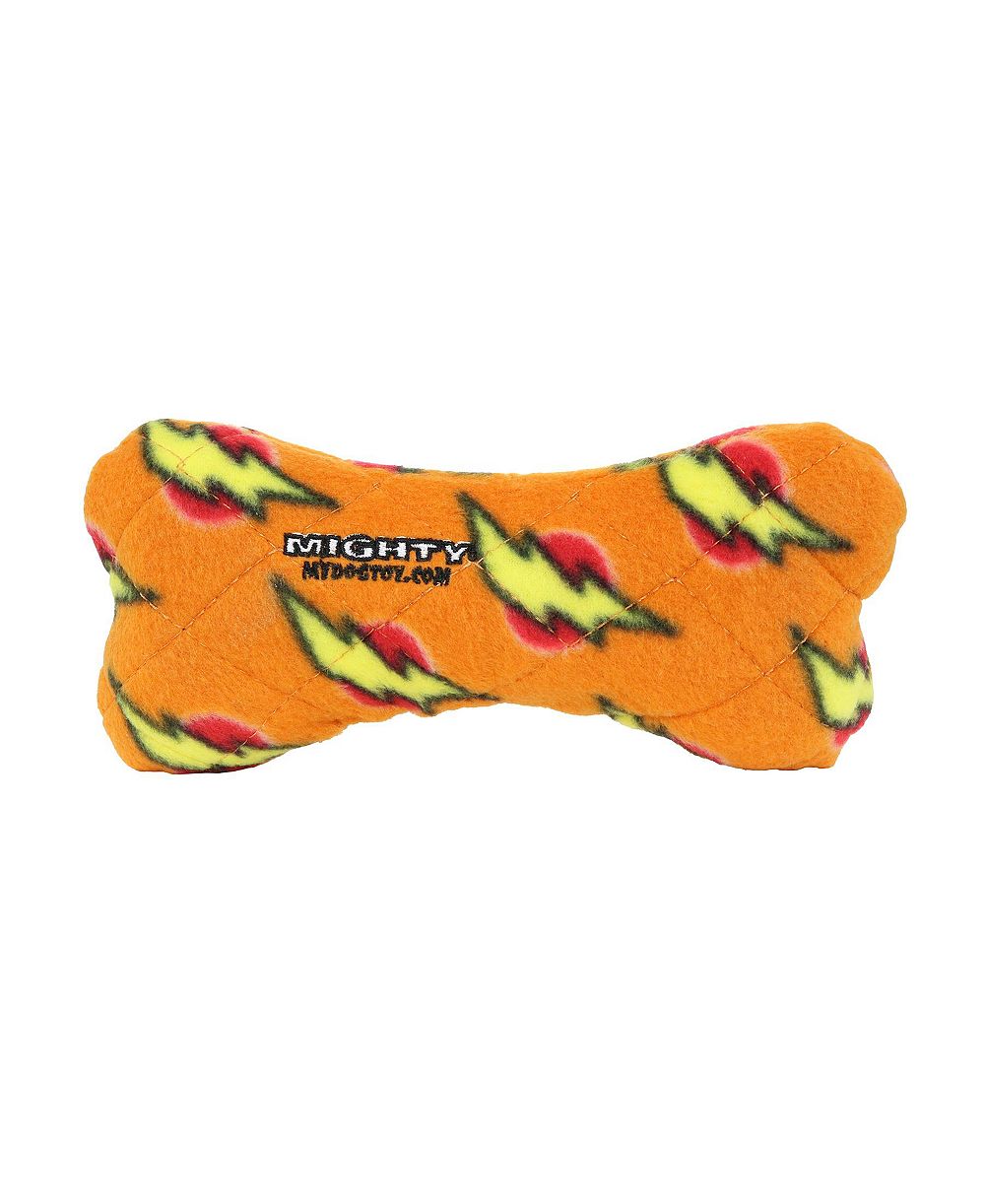 Mighty No Stuff Medium Bone Orange, Durable Squeaky Dog Toy