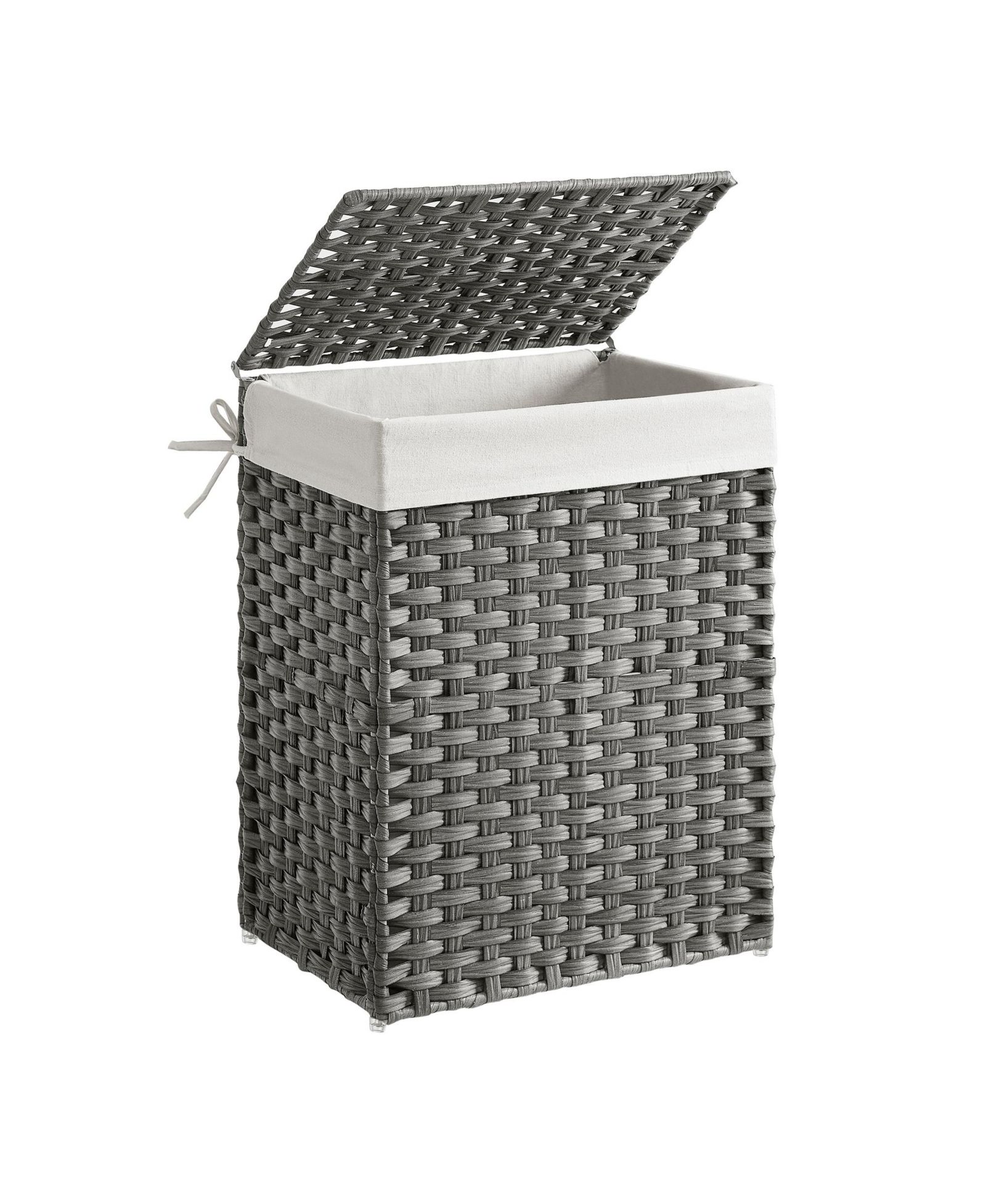 SONGMICS HOME Handwoven Synthetic Rattan Laundry Hamper with Liner & Lid