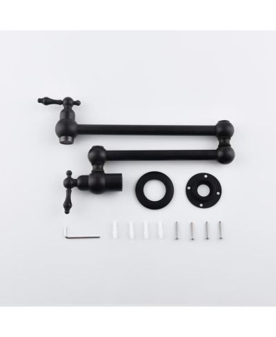 Folding Pot Filler Faucet Wall Mount for Space-Saving Convenience in the Kitchen-Black