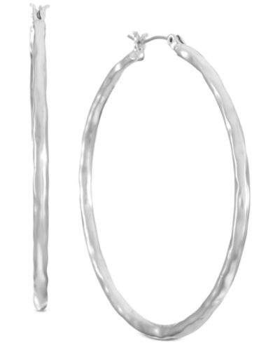 Style & Co серебристые средние молотковые серьги-кольца, 1.38"