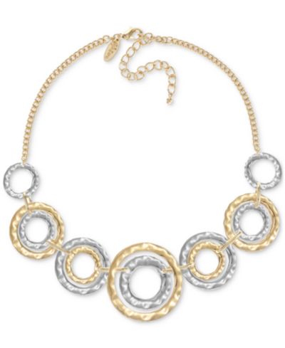 Массивное ожерелье Style & Co Two-Tone Hammered Link, 18" + 3" extender