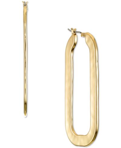 Style & Co золотистые серьги-кольца Hammered Oval