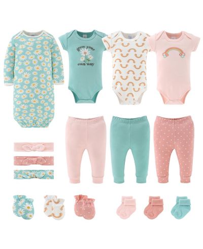 The Peanutshell комплект одежды для новорожденных, девочек, 16 предметов, Pink/Aqua