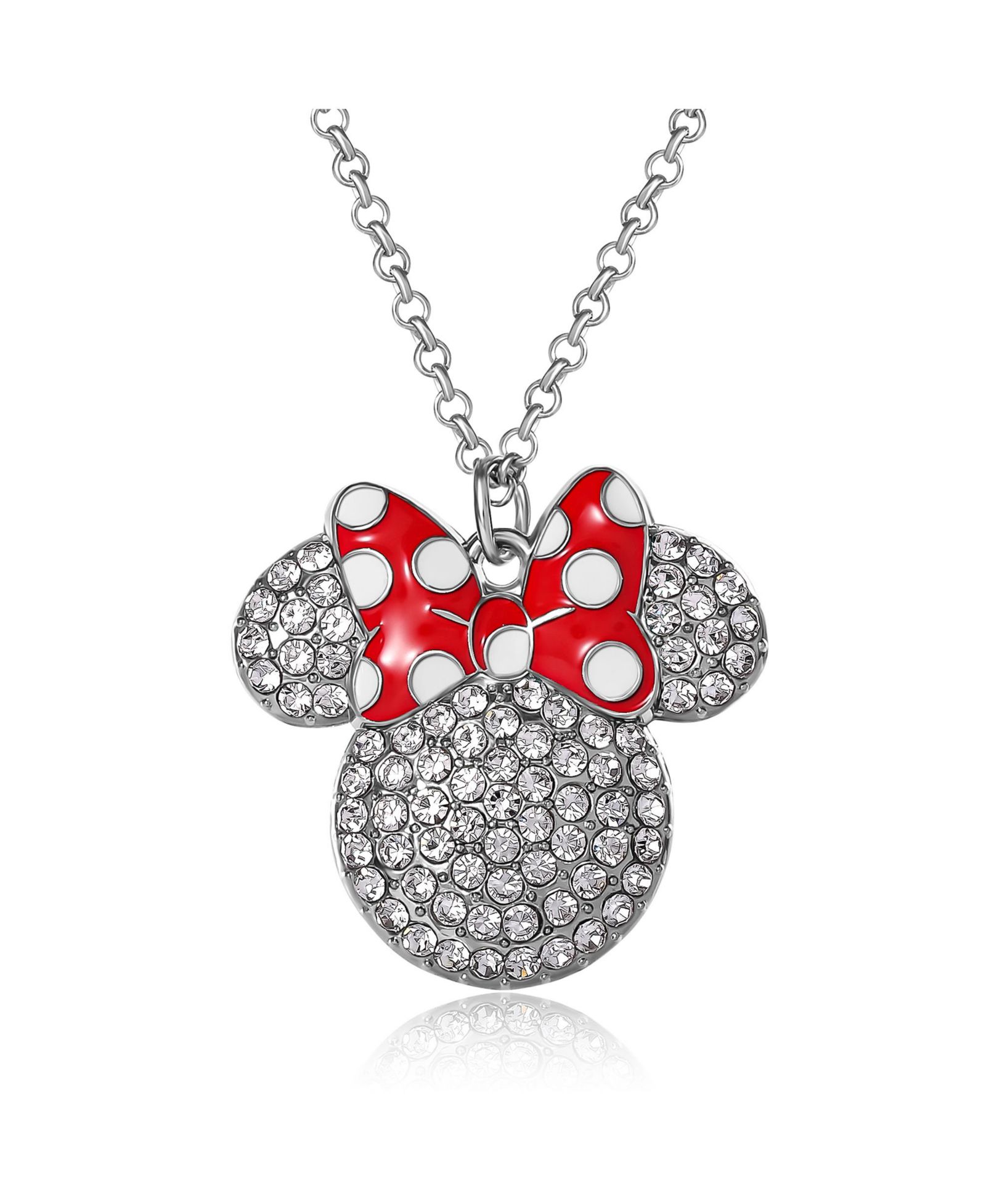 Ожерелье Disney Minnie Mouse Fashion Red Polka Dot Bow Crystals Pave
