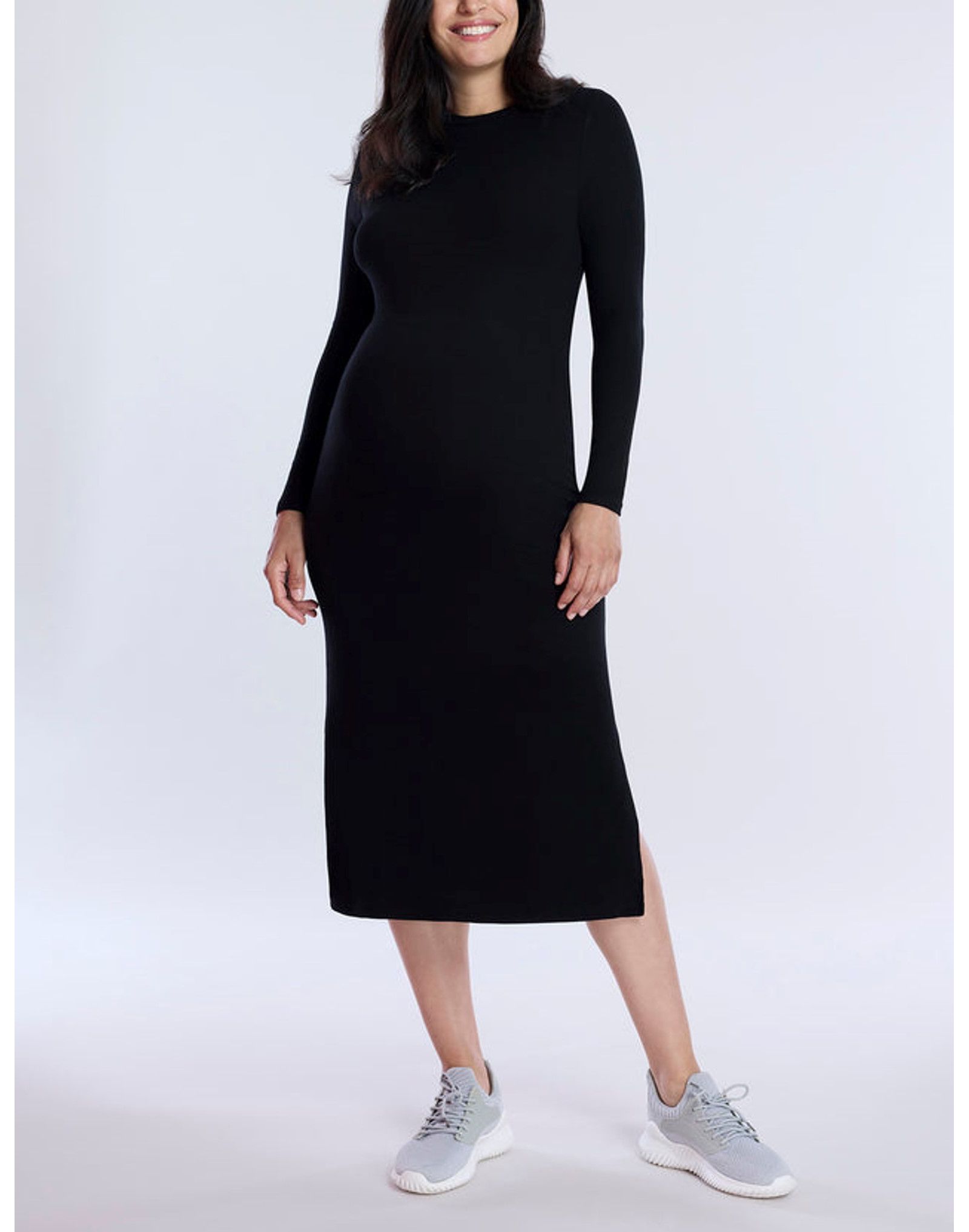 Платье Motherhood Maternity Crew Neck Rib Knit Long Sleeve Column