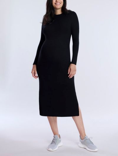 Платье Motherhood Maternity Crew Neck Rib Knit Long Sleeve Column