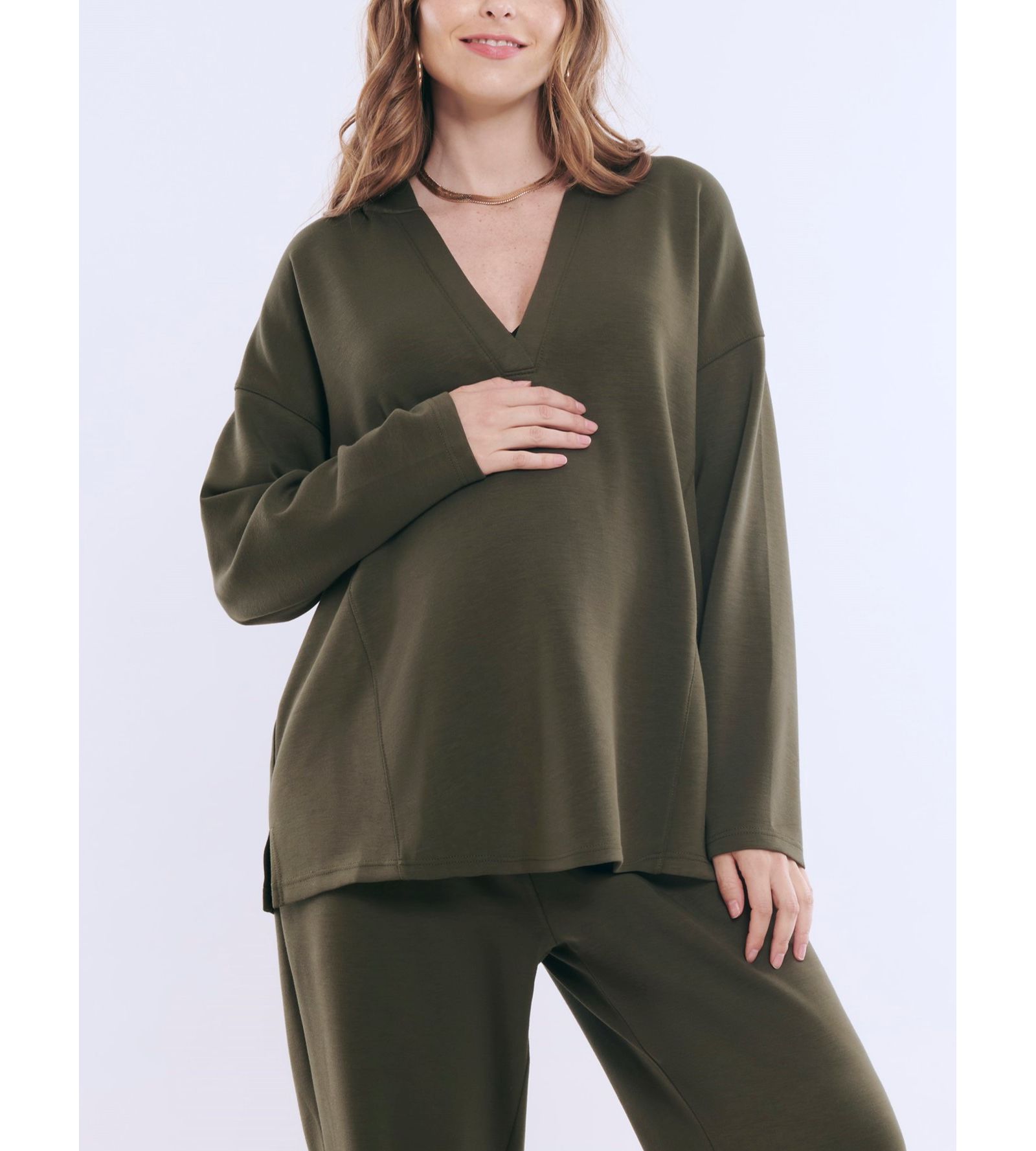 Женский худи Motherhood Maternity V-Neck Pullover Scuba