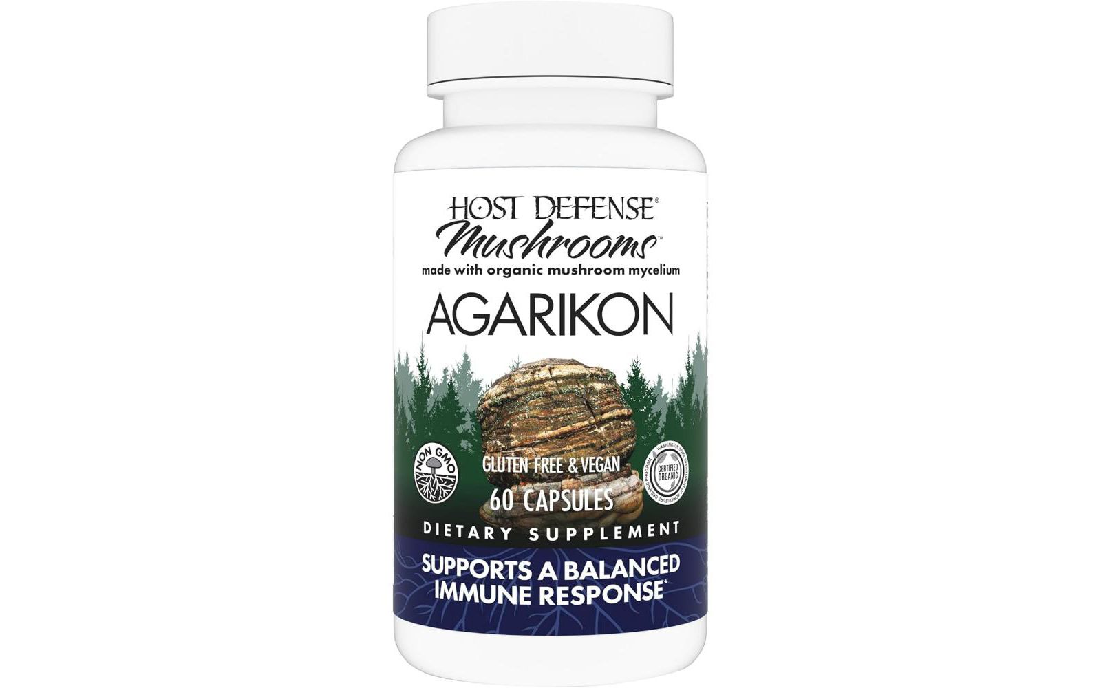 Host Defense Agarikon капсулы Immune System Support - Mushroom Supplement 60 капсул
