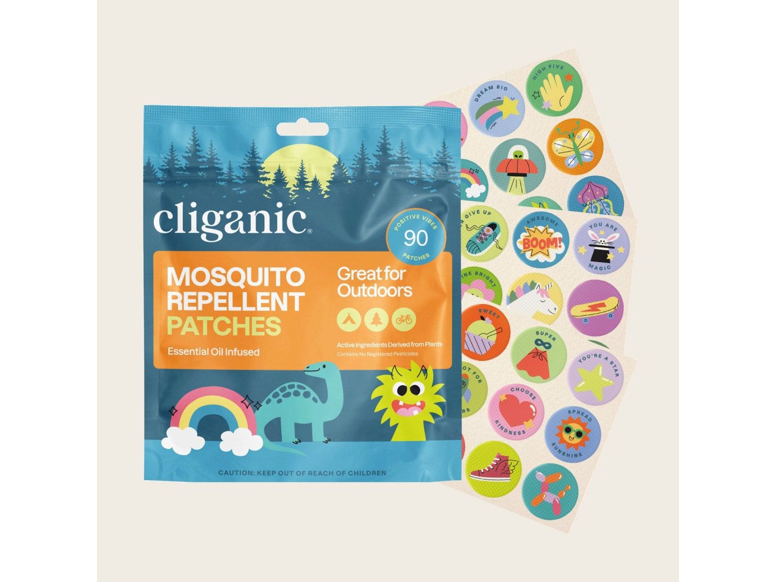 Mosquito Repellent Patches - Positive Vibes - 1 Pack | 90 Count