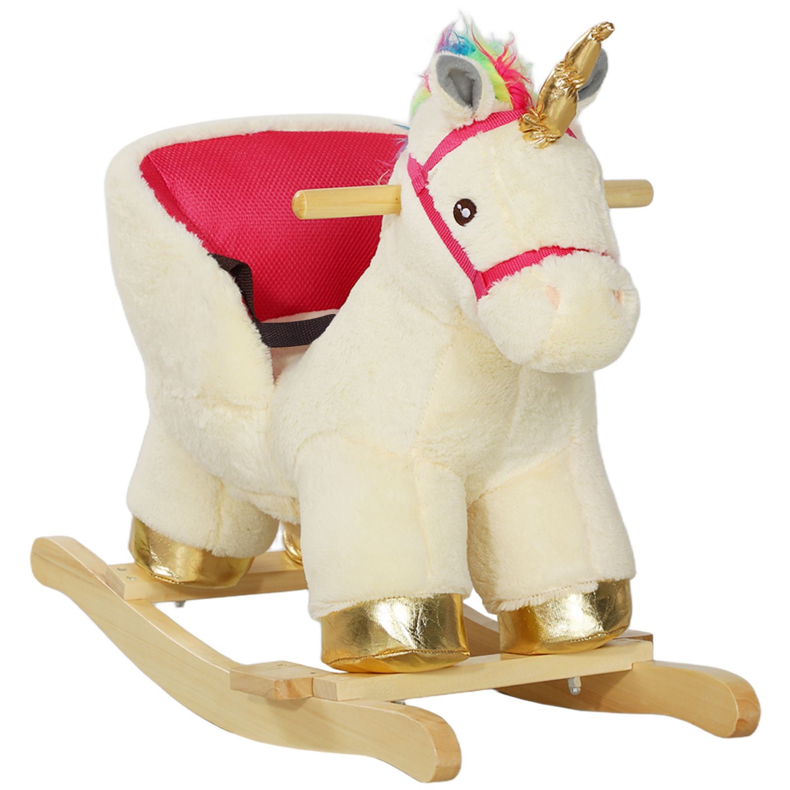 Детский катающийся конь Qaba Unicorn с реалистичными звуками для 18-36 месяцев