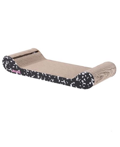 The Licker Store Rini 23.75" Modern Cardboard Lounge Bed Cat Scratcher with Built-In Bell Toys and Catnip