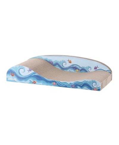 The Licker Store Kokomo 23.75" Coastal Cardboard Lounge Bed Cat Scratcher with Catnip, Blue