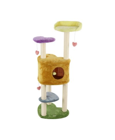 The Licker Store Aisling 51" 4-Tier Modern Sisal Heart Cat Tree with Scratching Posts, Napping Perch, and Dangling Toys, Multi