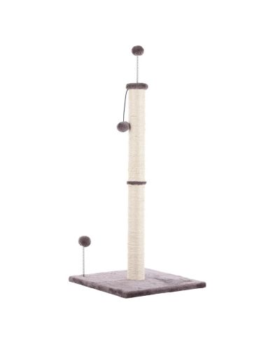 The Licker Store Rylie 38" Farmhouse Sisal Pillar Cat Scratching Post with Fuzzy Toys and Spring Balls, Gray/Cream