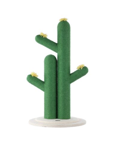 Когтеточка The Licker Store Socorro 34.25" Modern Jute Double-Cactus с игрушками-цветами, Green/White