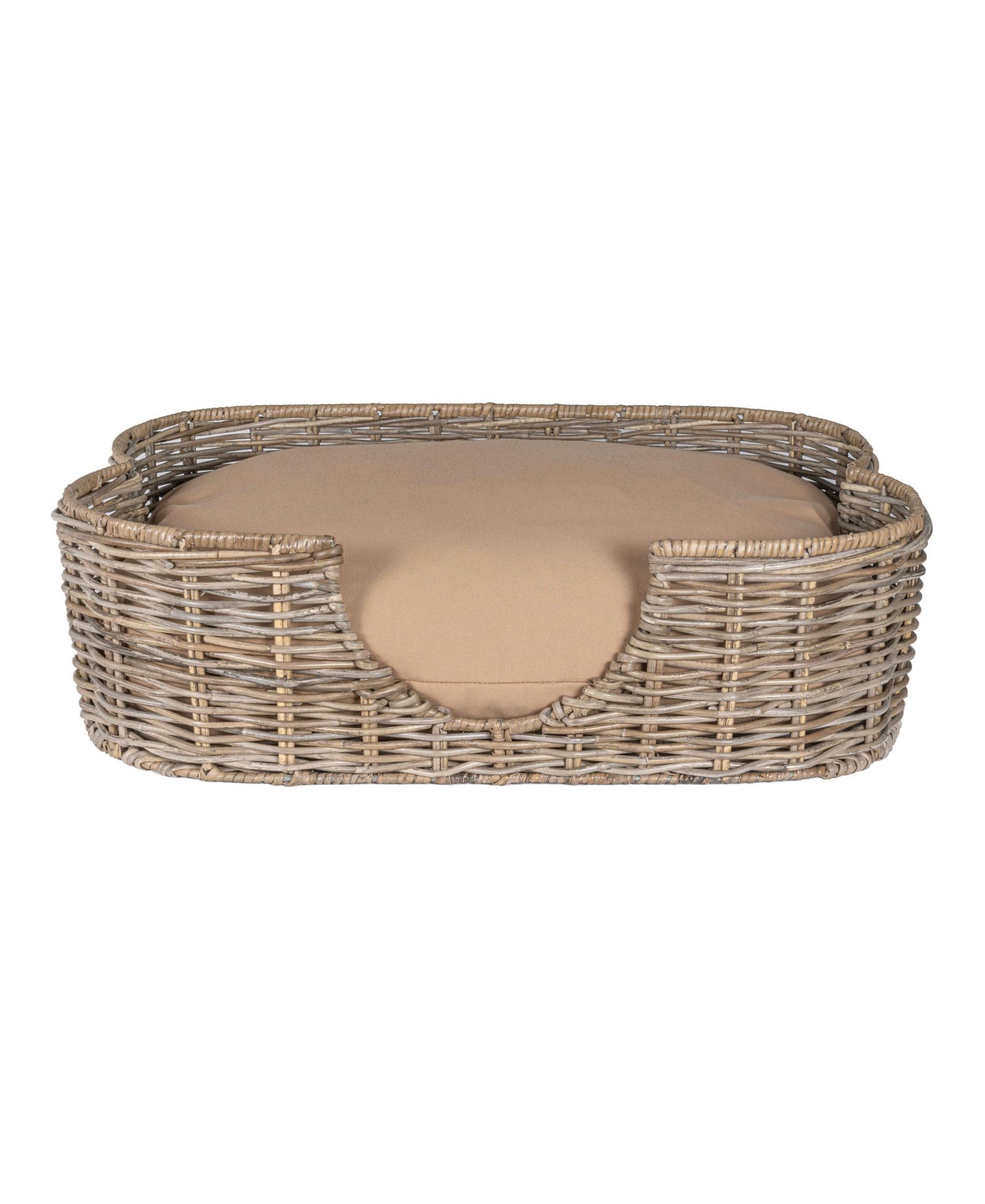 Scallop Tropical Handwoven Rattan Pet Bed with Machine Washable Cushion