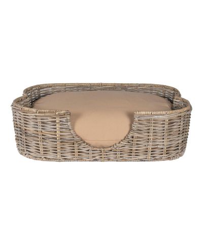 Scallop Tropical Handwoven Rattan Pet Bed with Machine Washable Cushion