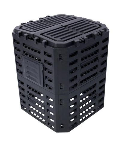 Outdoor Large Compost Bin for Garden Waste, Lightweight Aeration System for Fertile Soil-Black