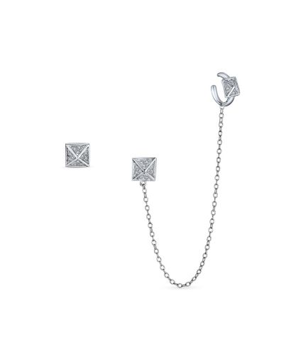 Набор сережек Bling Jewelry, геометрические пирамиды, серебро 925