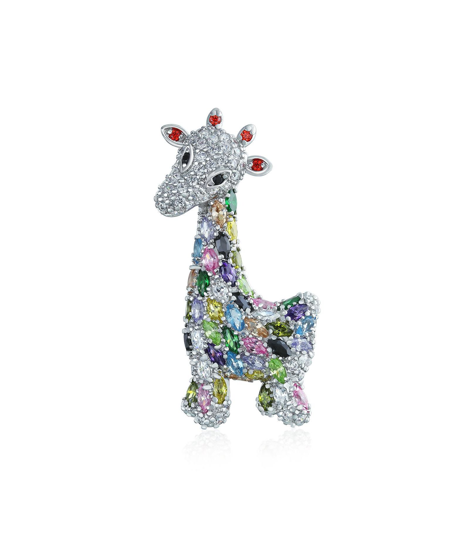 Брошь Bling Jewelry Giraffe Zoo Animal с разноцветными камнями CZ
