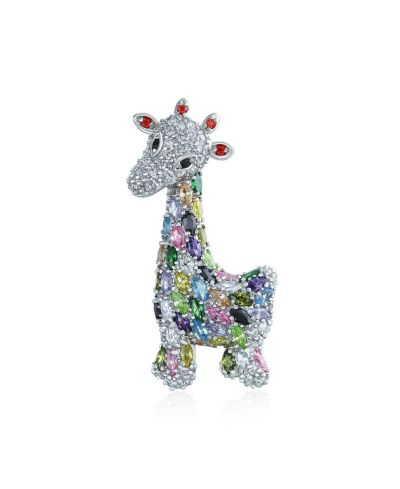Брошь Bling Jewelry Giraffe Zoo Animal с разноцветными камнями CZ