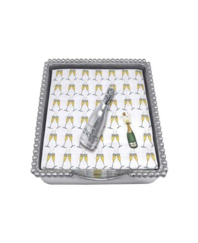 Mariposa Champagne Beaded Napkin Box Set