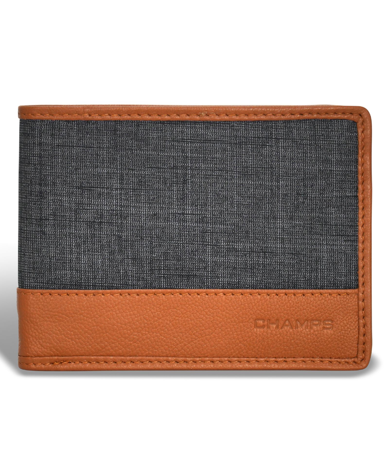 CHAMPS Men's Denim Collection Leather Bi-Fold Wallet