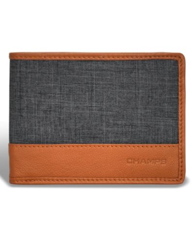 CHAMPS Men's Denim Collection Leather Bi-Fold Wallet